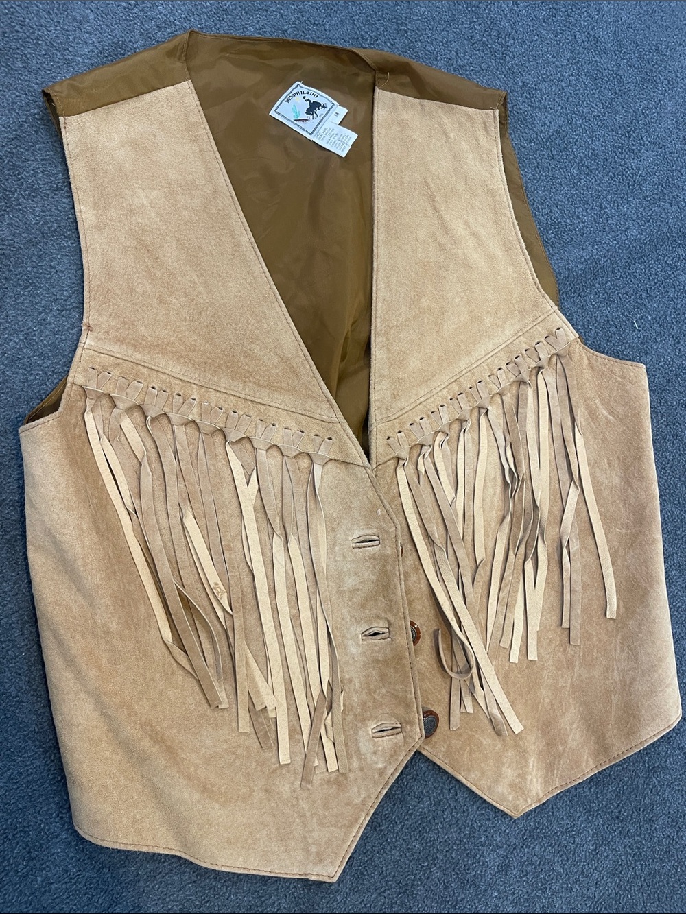 Fringed Suede Vest in Tan - Vintage Style
